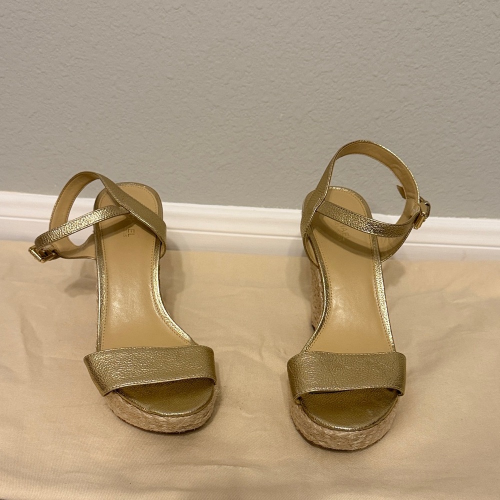 Michael Kors Metallic Gold Wedge Sandals